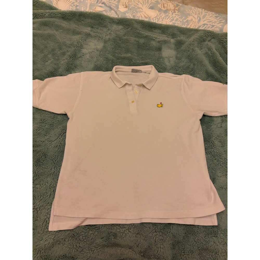 Masters Golf Tournament Women White Pique Polo Shirt Short Sleeve Logo Large